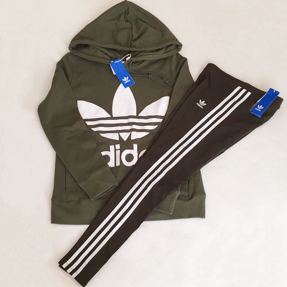 Adidas Originals Green Hoodie & Legging outfit Set - Picture 2 of 4